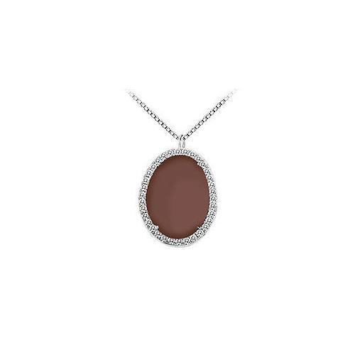 Sterling Silver Chocolate Chalcedony and Cubic Zirconia Pendant 16.00 CT TGW-JewelryKorner-com