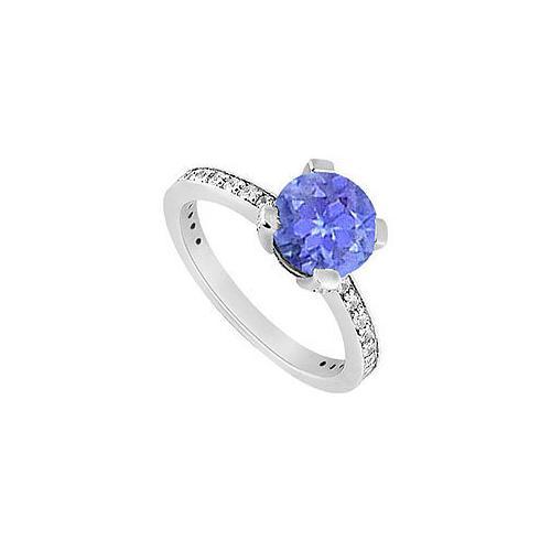 Sterling Silver Created Tanzanite and Cubic Zirconia Engagement Ring 1.00 CT TGW-JewelryKorner-com