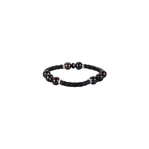 Sterling Silver Freshwater Cultured Black Pearl Onyx Bracelet - 8-8.5 MM/6 MM/ 8 Inch-JewelryKorner-com