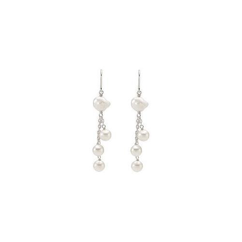 Sterling Silver Freshwater Cultured Pearl Earrings - 07.00-07.50 MM/ 09.00-10.00 MM-JewelryKorner-com