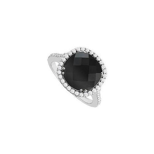 Sterling Silver Genuine Black Onyx and Cubic Zirconia Ring 2.50 CT TGW-JewelryKorner-com