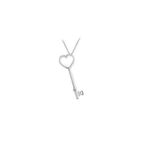 Sterling Silver Heart Key Pendant-JewelryKorner-com