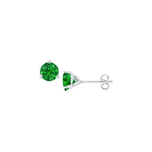 Sterling Silver Martini Style Created Emerald Stud Earrings with 0.50 CT TGW-JewelryKorner-com
