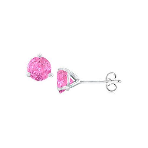 Sterling Silver Martini Style Pink Topaz Stud Earrings with 2.00 CT TGW-JewelryKorner-com