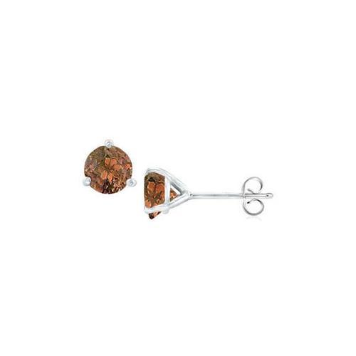 Sterling Silver Martini Style Smoky Topaz Stud Earrings with 1.00 CT TGW-JewelryKorner-com