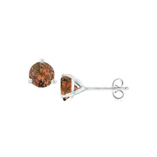 Sterling Silver Martini Style Smoky Topaz Stud Earrings with 2.00 CT TGW-JewelryKorner-com