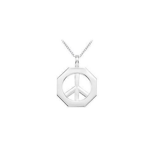 Sterling Silver Octagon Shaped Peace Sign Pendant-JewelryKorner-com