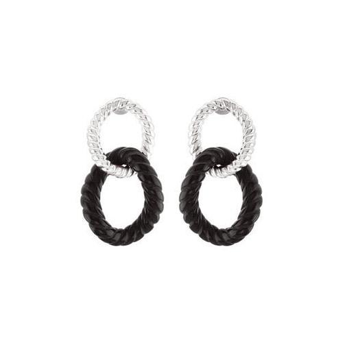 Sterling Silver Onyx Dangle Earrings - Pair 32.00 X 24.00 MM-JewelryKorner-com