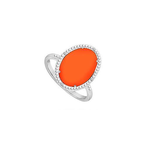 Sterling Silver Orange Chalcedony and Cubic Zirconia Ring 15.08 CT TGW-JewelryKorner-com