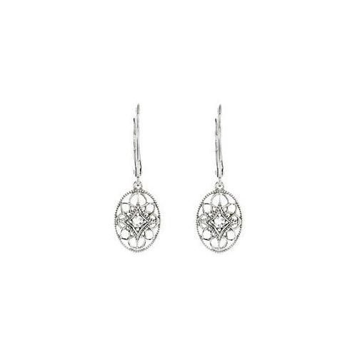 Sterling Silver Pair 0.06 CT TW Diamond Lever back Earrings-JewelryKorner-com