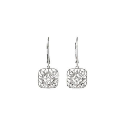 Sterling Silver Pair 1/10 CT TW Diamond Lever back Earrings-JewelryKorner-com