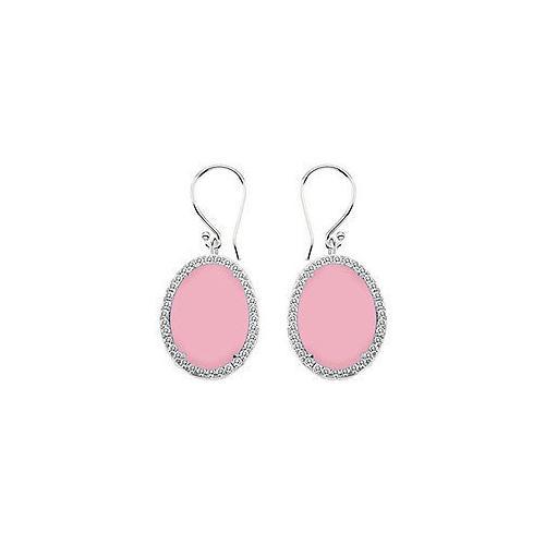 Sterling Silver Pink Chalcedony and Cubic Zirconia Earrings 31.00 CT TGW-JewelryKorner-com