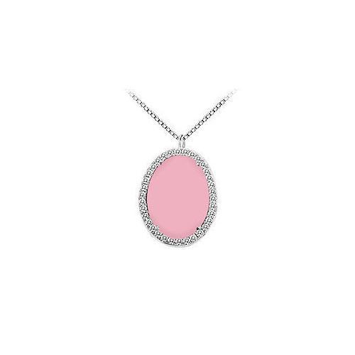 Sterling Silver Pink Chalcedony and Cubic Zirconia Pendant 16.00 CT TGW-JewelryKorner-com