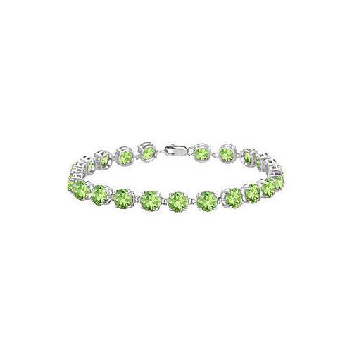Sterling Silver Prong Set Round Peridot Bracelet with 12.00 CT TGW-JewelryKorner-com
