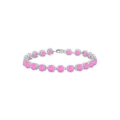 Sterling Silver Prong Set Round Pink Topaz Bracelet with 12.00 CT TGW-JewelryKorner-com