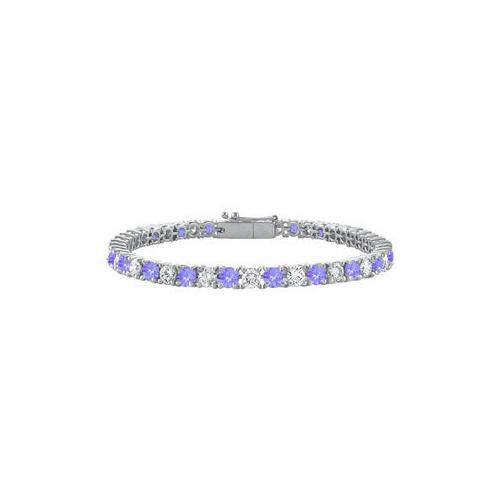 Sterling Silver Round Created Tanzanite and Cubic Zirconia Tennis Bracelet 4.00 CT TGW-JewelryKorner-com