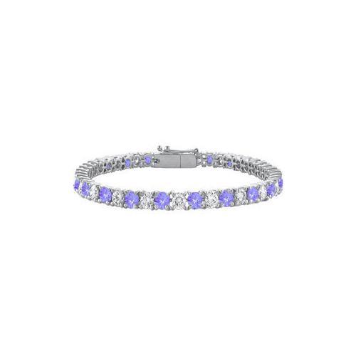 Sterling Silver Round Created Tanzanite and Cubic Zirconia Tennis Bracelet 7.00 CT TGW-JewelryKorner-com