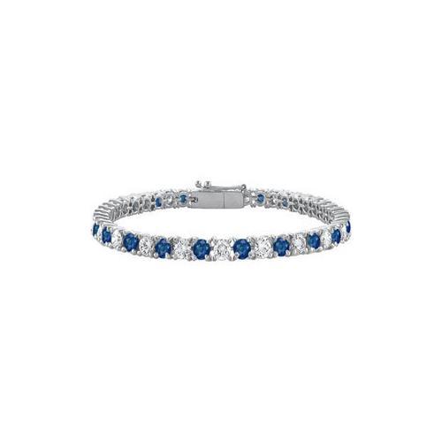Sterling Silver Round Diffuse Sapphire and Cubic Zirconia Tennis Bracelet 10.00 CT TGW-JewelryKorner-com