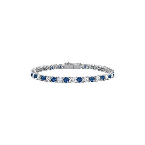Sterling Silver Round Diffuse Sapphire and Cubic Zirconia Tennis Bracelet 2.00 CT TGW-JewelryKorner-com