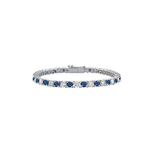 Sterling Silver Round Diffuse Sapphire and Cubic Zirconia Tennis Bracelet 3.00 CT TGW-JewelryKorner-com