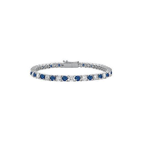 Sterling Silver Round Diffuse Sapphire and Cubic Zirconia Tennis Bracelet 4.00 CT TGW-JewelryKorner-com
