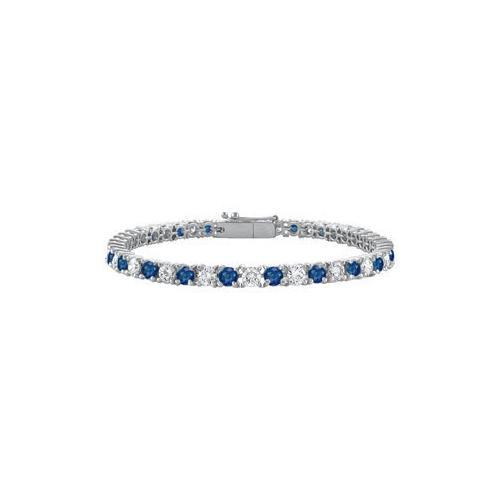 Sterling Silver Round Diffuse Sapphire and Cubic Zirconia Tennis Bracelet 5.00 CT TGW-JewelryKorner-com