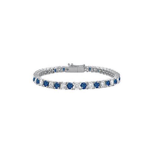 Sterling Silver Round Diffuse Sapphire and Cubic Zirconia Tennis Bracelet 7.00 CT TGW-JewelryKorner-com