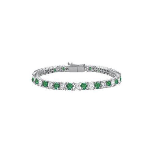 Sterling Silver Round Frosted Emerald and Cubic Zirconia Tennis Bracelet 10.00 CT TGW-JewelryKorner-com