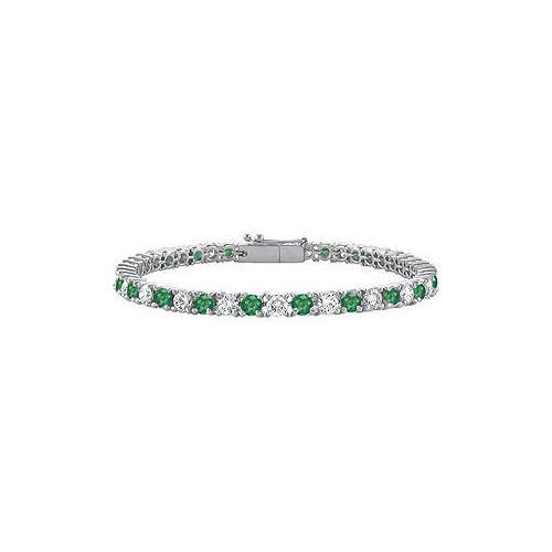 Sterling Silver Round Frosted Emerald and Cubic Zirconia Tennis Bracelet 3.00 CT TGW-JewelryKorner-com
