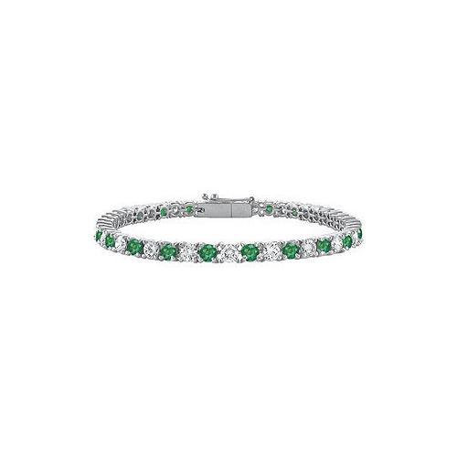Sterling Silver Round Frosted Emerald and Cubic Zirconia Tennis Bracelet 4.00 CT TGW-JewelryKorner-com