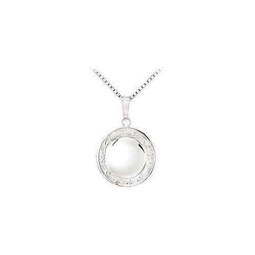 Sterling Silver Round Locket with Floral Design - 18.50 MM-JewelryKorner-com