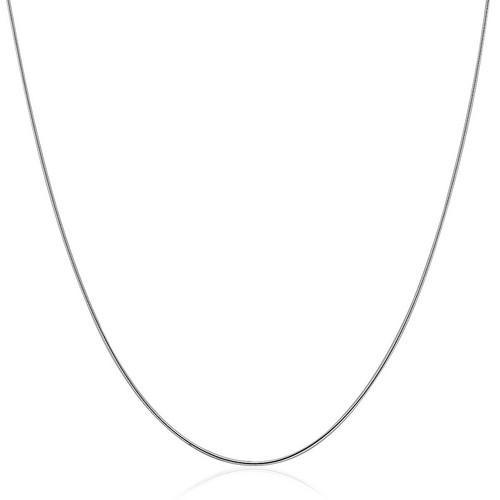 Sterling Silver Round Omega Style Chain Necklace with Rhodium Plating (1.25mm), size 16''-JewelryKorner-com