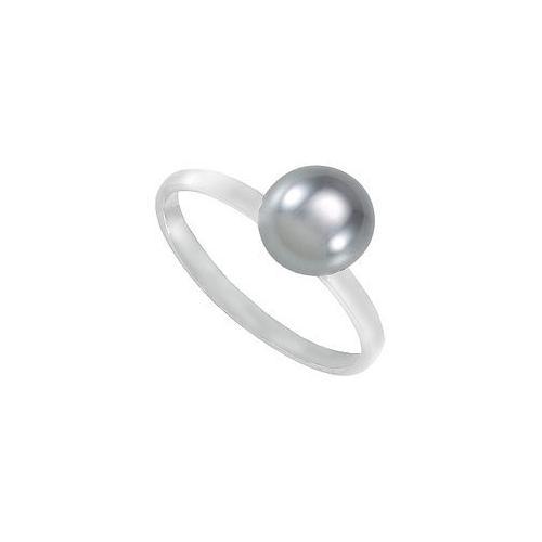 Sterling Silver Stackable Grey Glass Pearl Ring - 8 MM-JewelryKorner-com
