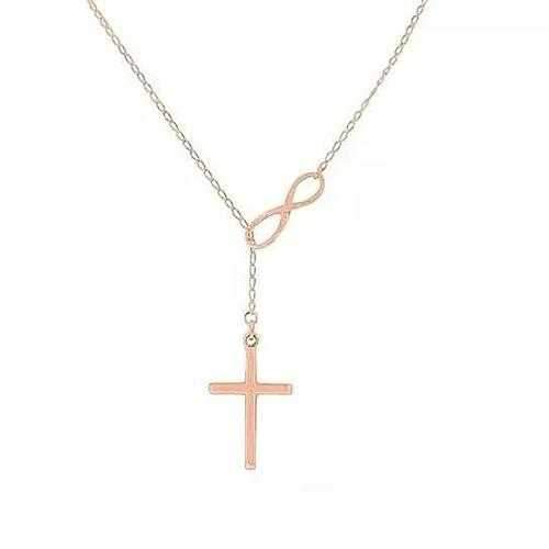 Symbol Of Infinity And Holy Cross With Lariat Style Chain-JewelryKorner-com