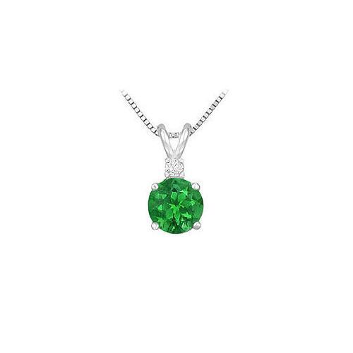 Synthetic Emerald Solitaire Pendant : 925 Sterling Silver - 1.00 CT TGW-JewelryKorner-com