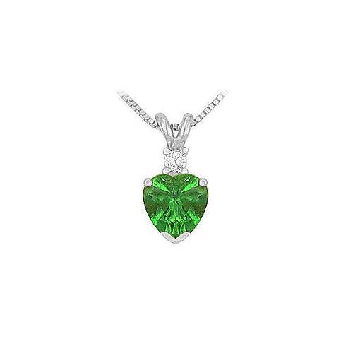 Synthetic Heart Shaped Emerald Solitaire Pendant : .925 Sterling Silver - 1.00 CT TGW-JewelryKorner-com