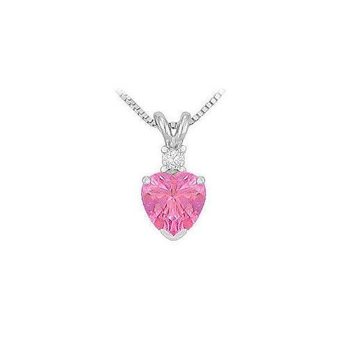 Synthetic Heart Shaped Pink Sapphire Solitaire Pendant : .925 Sterling Silver - 1.00 CT TGW-JewelryKorner-com