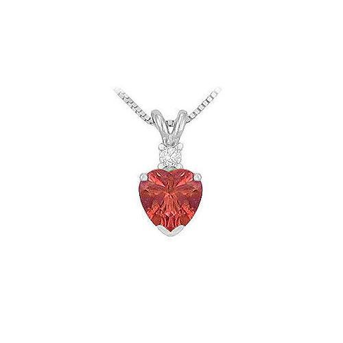 Synthetic Heart Shaped Ruby Solitaire Pendant : .925 Sterling Silver - 1.00 CT TGW-JewelryKorner-com