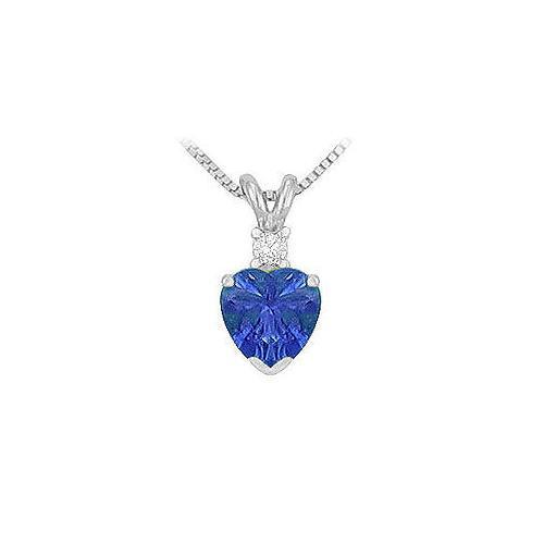 Synthetic Heart Shaped Sapphire Solitaire Pendant : .925 Sterling Silver - 1.00 CT TGW-JewelryKorner-com