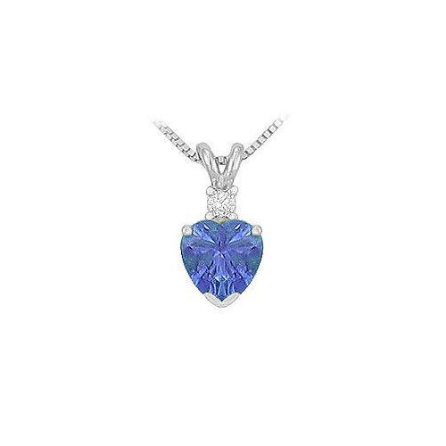 Synthetic Heart Shaped Tanzanite Solitaire Pendant : .925 Sterling Silver - 1.00 CT TGW-JewelryKorner-com