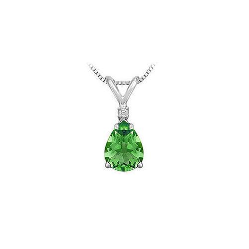 Synthetic Pear Shaped Emerald Solitaire Pendant : .925 Sterling Silver - 1.00 CT TGW-JewelryKorner-com