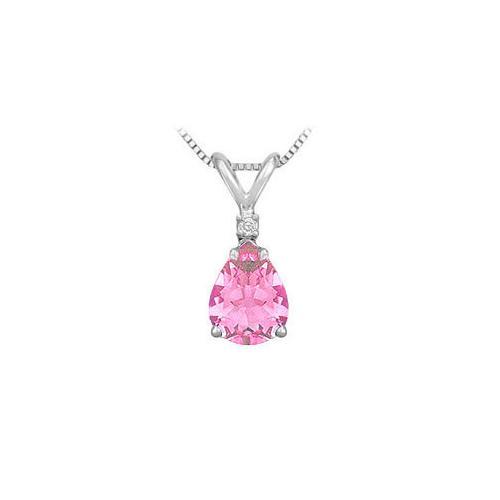 Synthetic Pear Shaped Pink Sapphire Solitaire Pendant : .925 Sterling Silver - 1.00 CT TGW-JewelryKorner-com