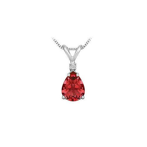 Synthetic Pear Shaped Ruby Solitaire Pendant : .925 Sterling Silver - 1.00 CT TGW-JewelryKorner-com