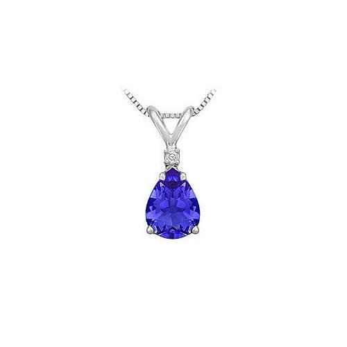 Synthetic Pear Shaped Sapphire Solitaire Pendant : .925 Sterling Silver - 1.00 CT TGW-JewelryKorner-com