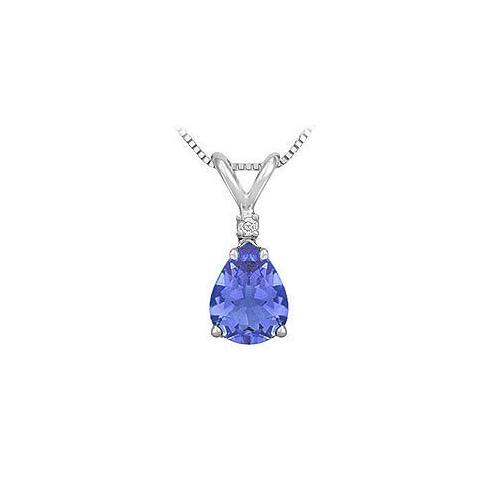 Synthetic Pear Shaped Tanzanite Solitaire Pendant : .925 Sterling Silver - 1.00 CT TGW-JewelryKorner-com