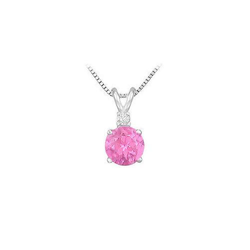 Synthetic Pink Sapphire Solitaire Pendant : .925 Sterling Silver - 1.00 CT TGW-JewelryKorner-com