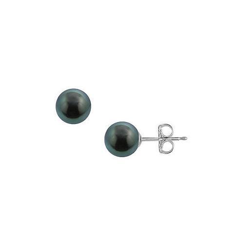 Tahitian Pearl Stud Earrings : 18K White Gold 10 MM-JewelryKorner-com