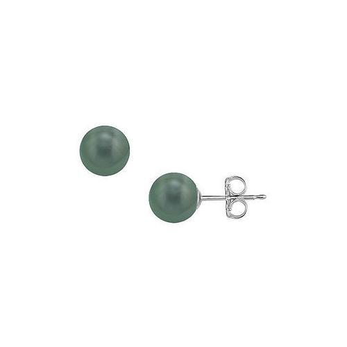 Tahitian Pearl Stud Earrings : 18K White Gold 10 MM-JewelryKorner-com