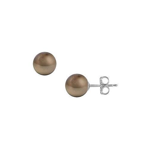 Tahitian Pearl Stud Earrings : 18K White Gold 11 MM-JewelryKorner-com