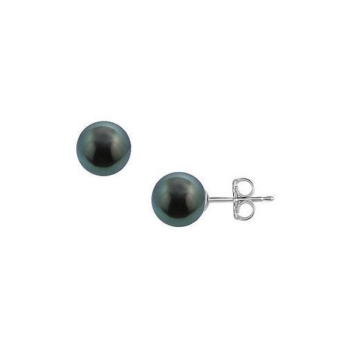 Tahitian Pearl Stud Earrings : 18K White Gold 11 MM-JewelryKorner-com